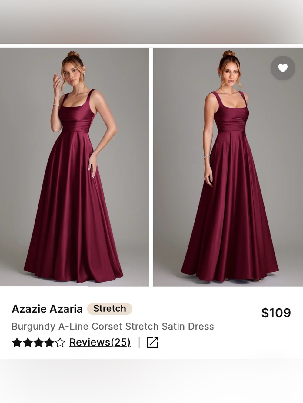 Azazie Burgundy Maxi A-Line Satin Dress